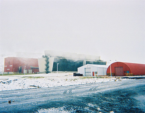 Geothermal power station at Krafla, near Myvatn, Iceland.